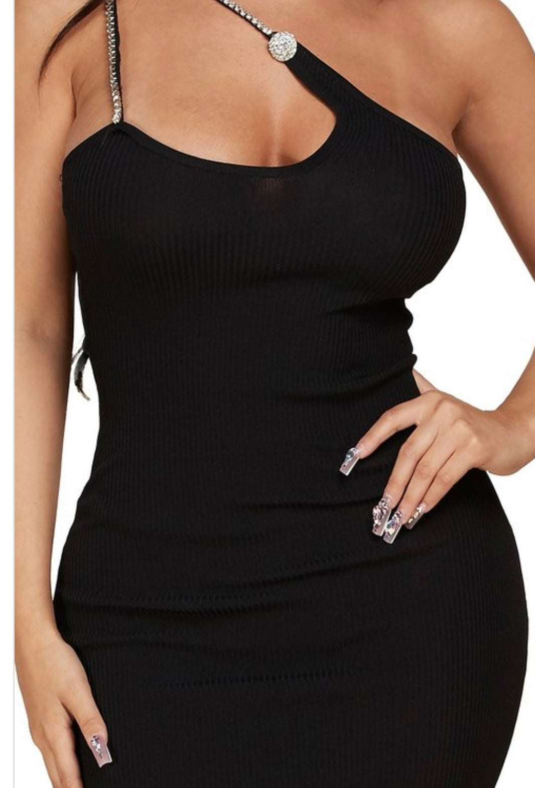 Black Mini dress with Rhinestones detail