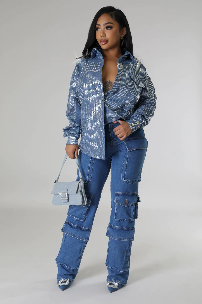 Shiny Night Denim Shirt