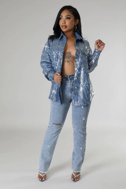 Shiny Night Denim Shirt