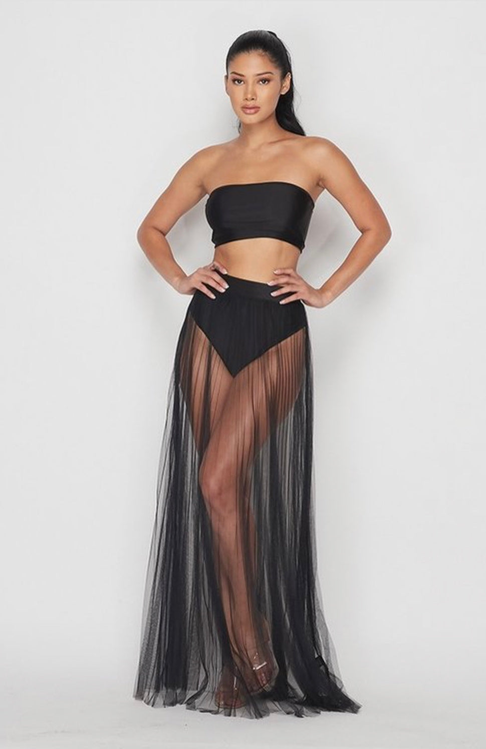 Black Sheer Maxi Skirt