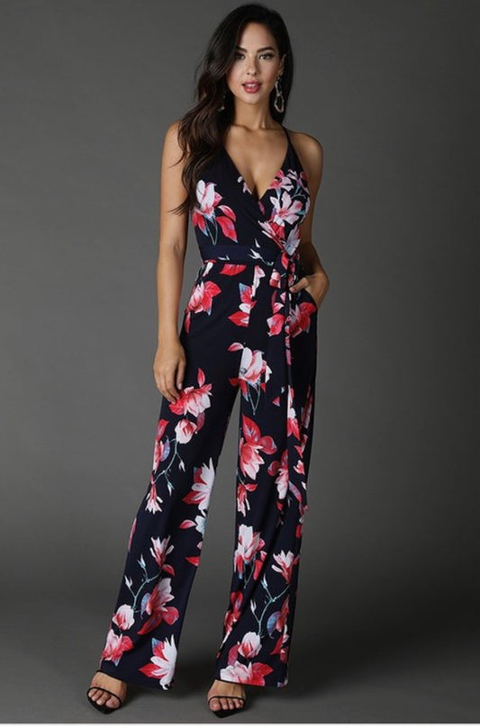 Floral overwrap Jumpsuit