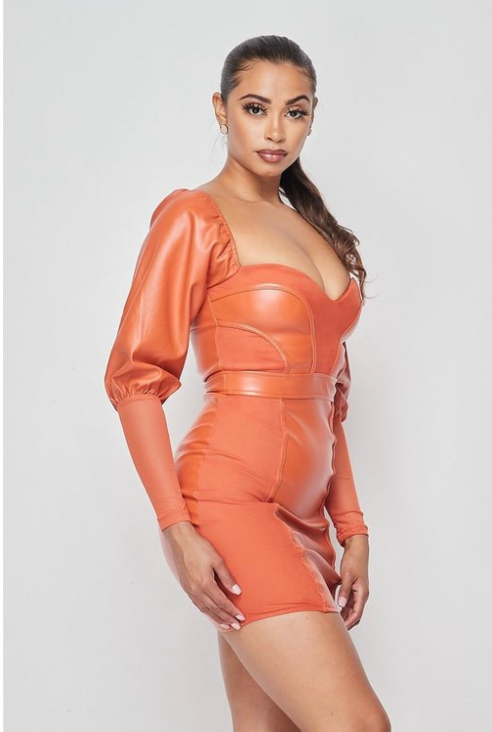 Pu Leather Bodycon Dress