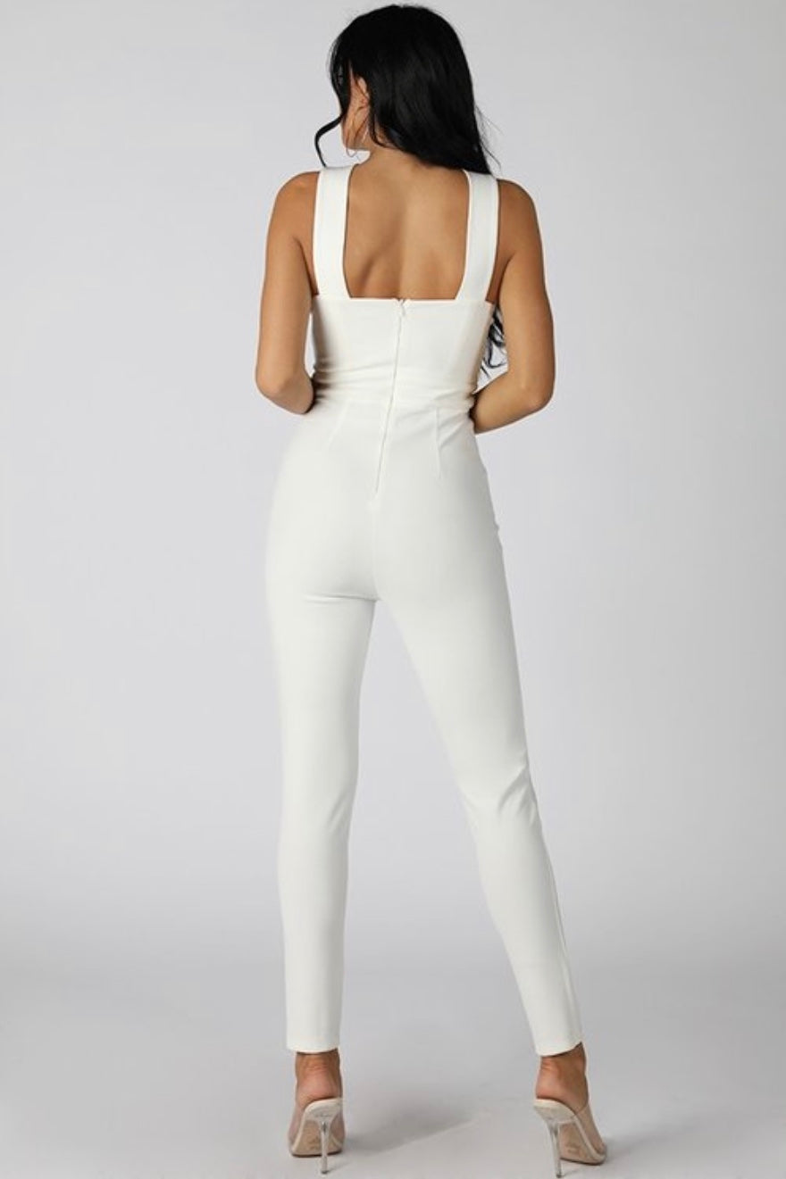 White Criss Cross Jumpsuit