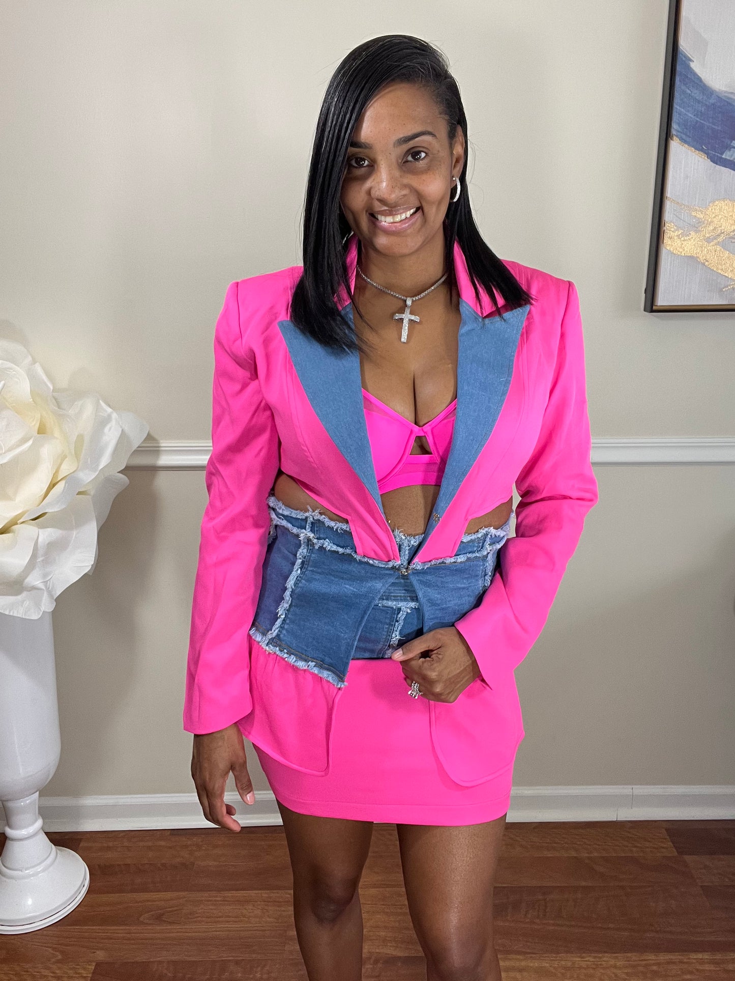 Pink and Jean Suit set