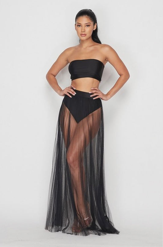 Black Sheer Maxi Skirt