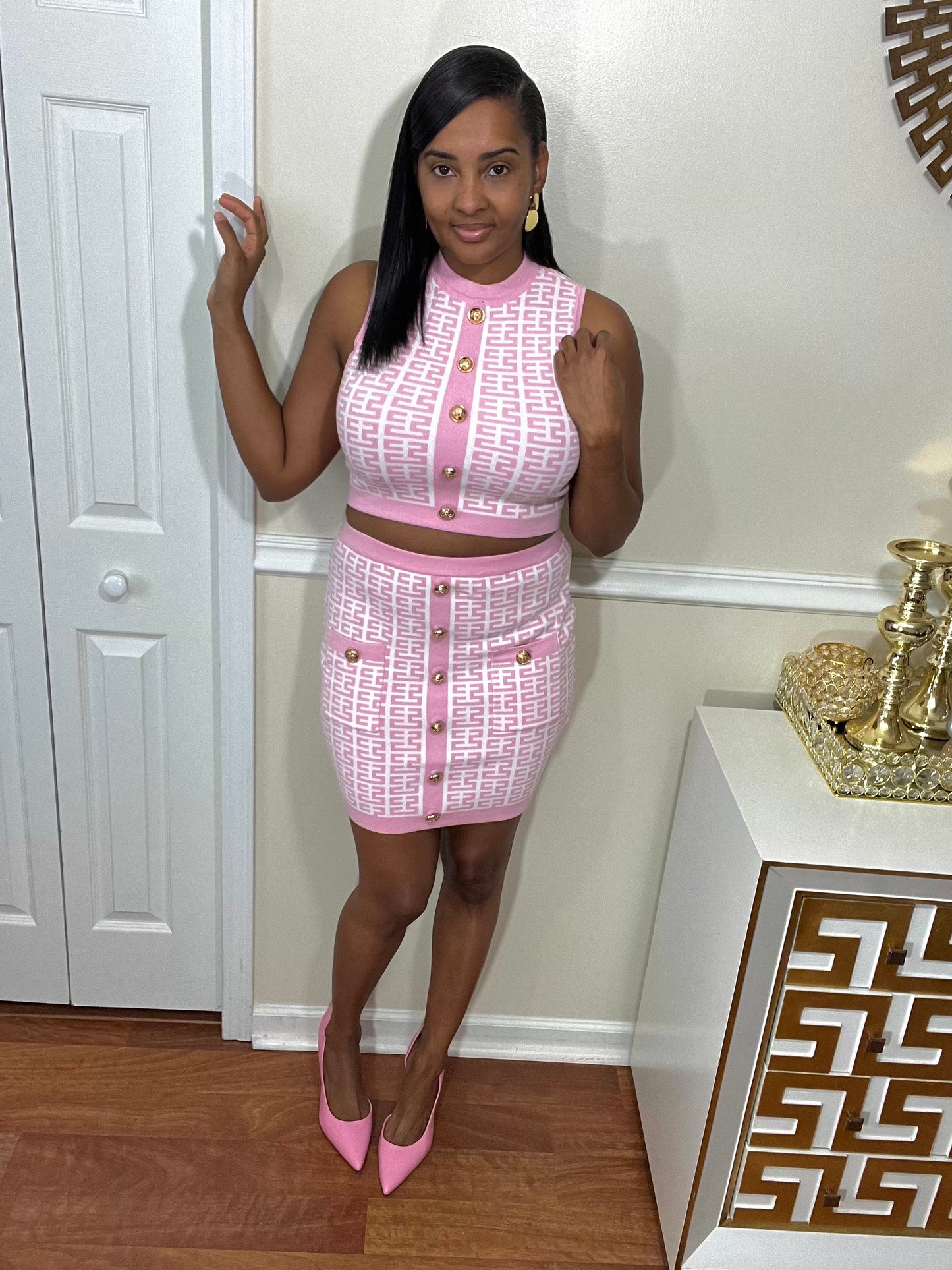 Pretty In pink  Bodycon Mini skirt set