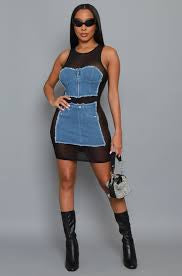 Denim meets Mesh dress