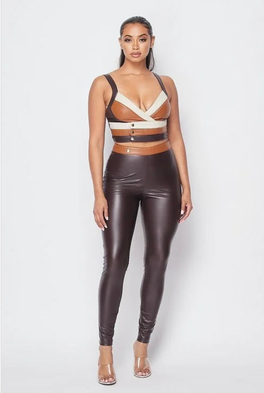 Shades of melanin Faux leather pants set