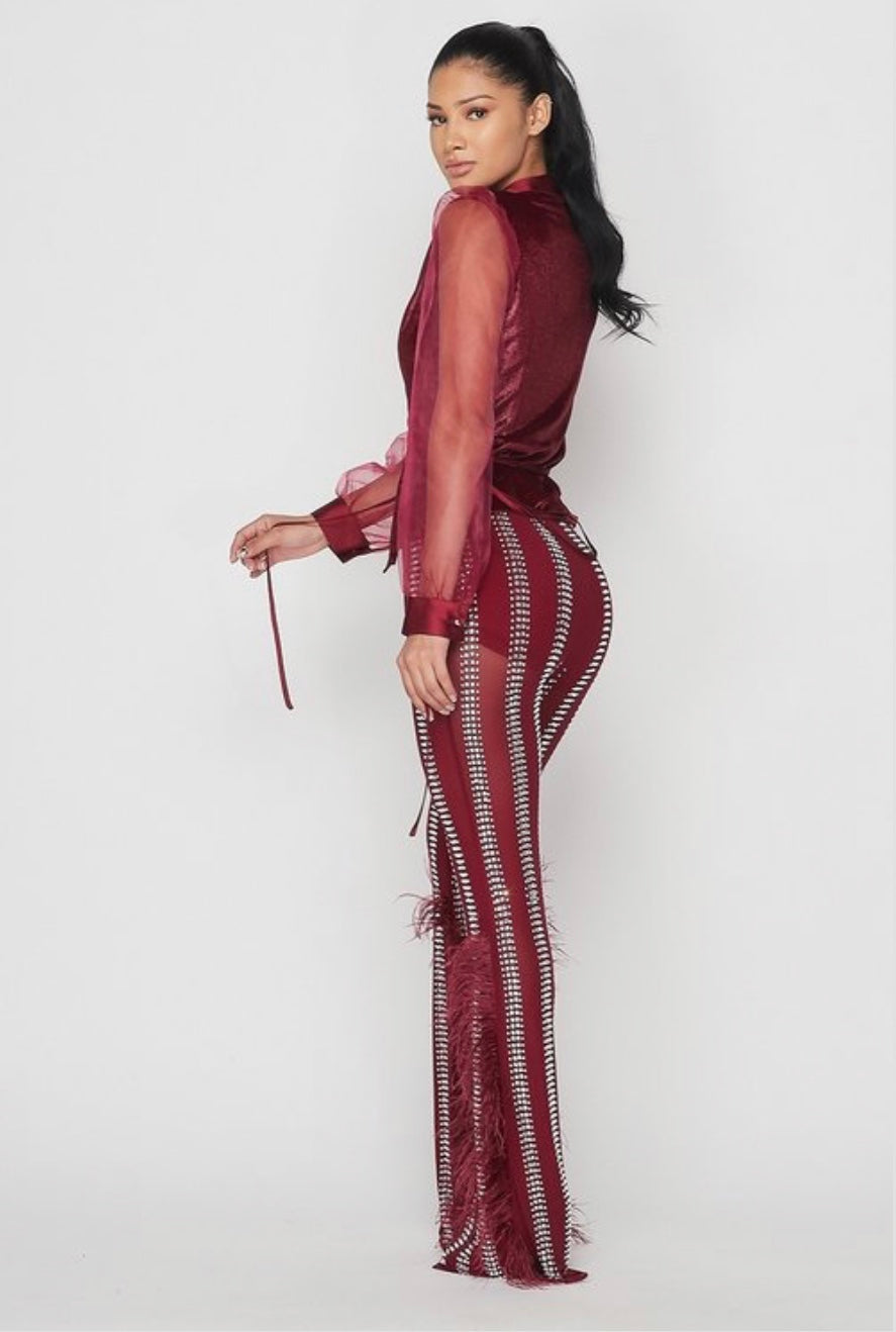 Rhinestone Pant Set