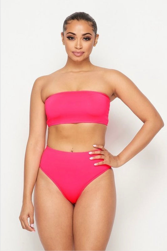 Pink Bandeau Swimsuit