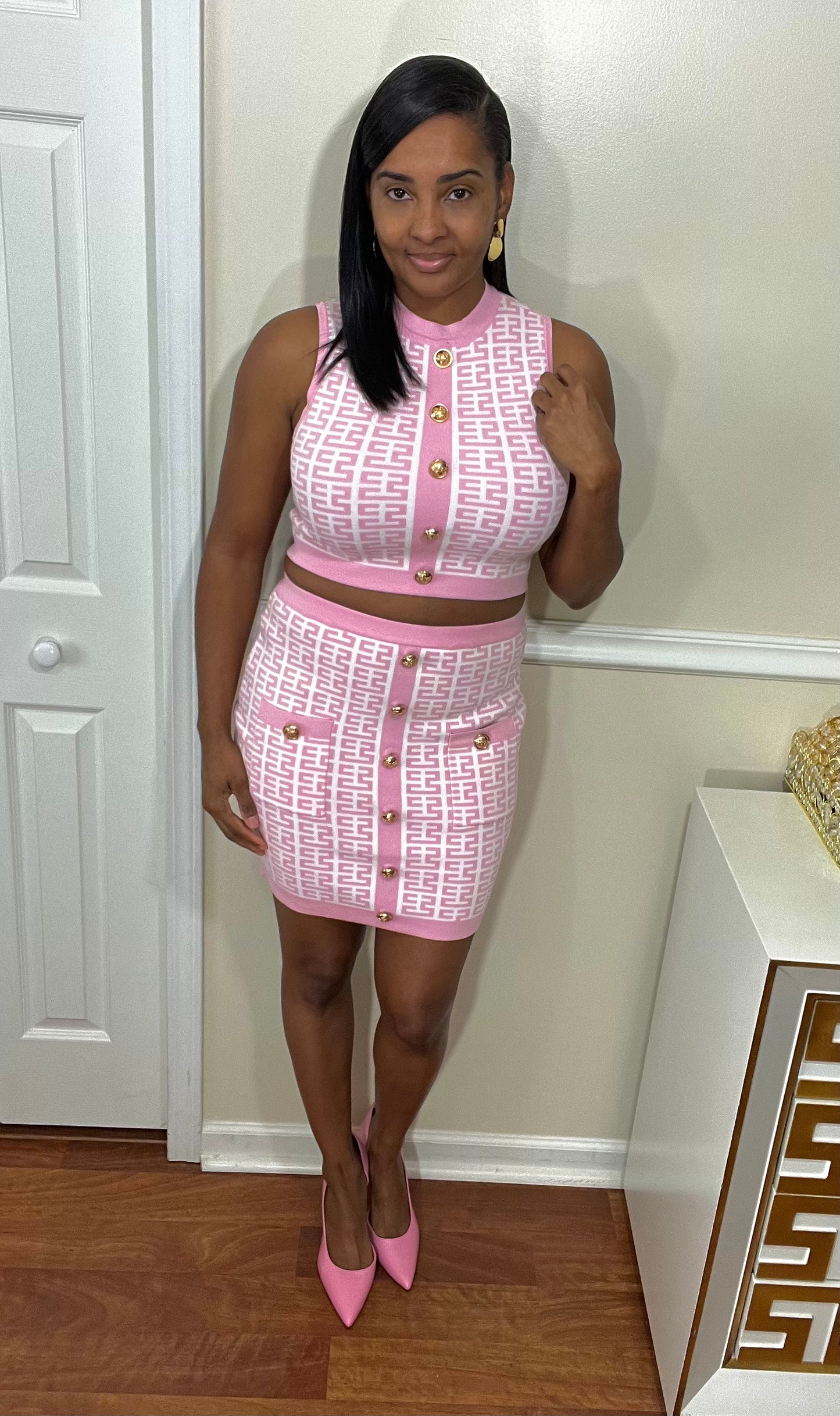 Pretty In pink  Bodycon Mini skirt set