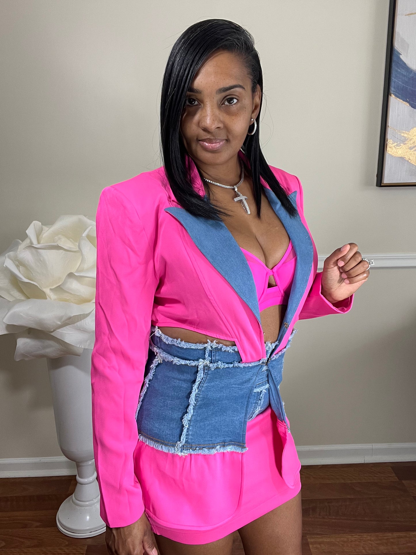 Pink and Jean Suit set