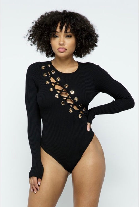 Black Gourmet Tie Up Bodysuit