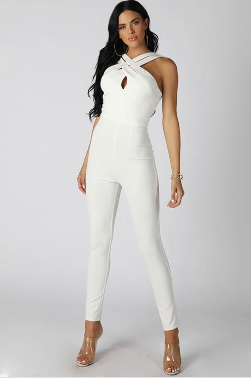 White Criss Cross Jumpsuit