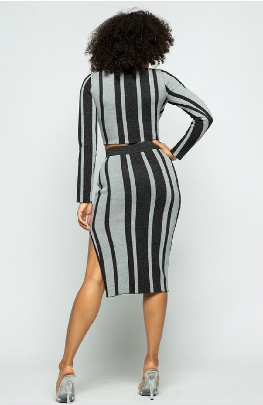 Stripes On Me Skirt Set