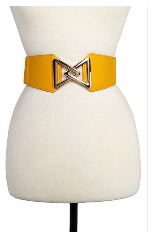 TRIANGLE BUCKLE ACCENT FASHION STRETCH BELT