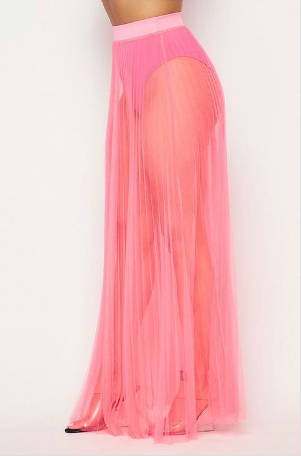 Pink Sheer Maxi Skirt