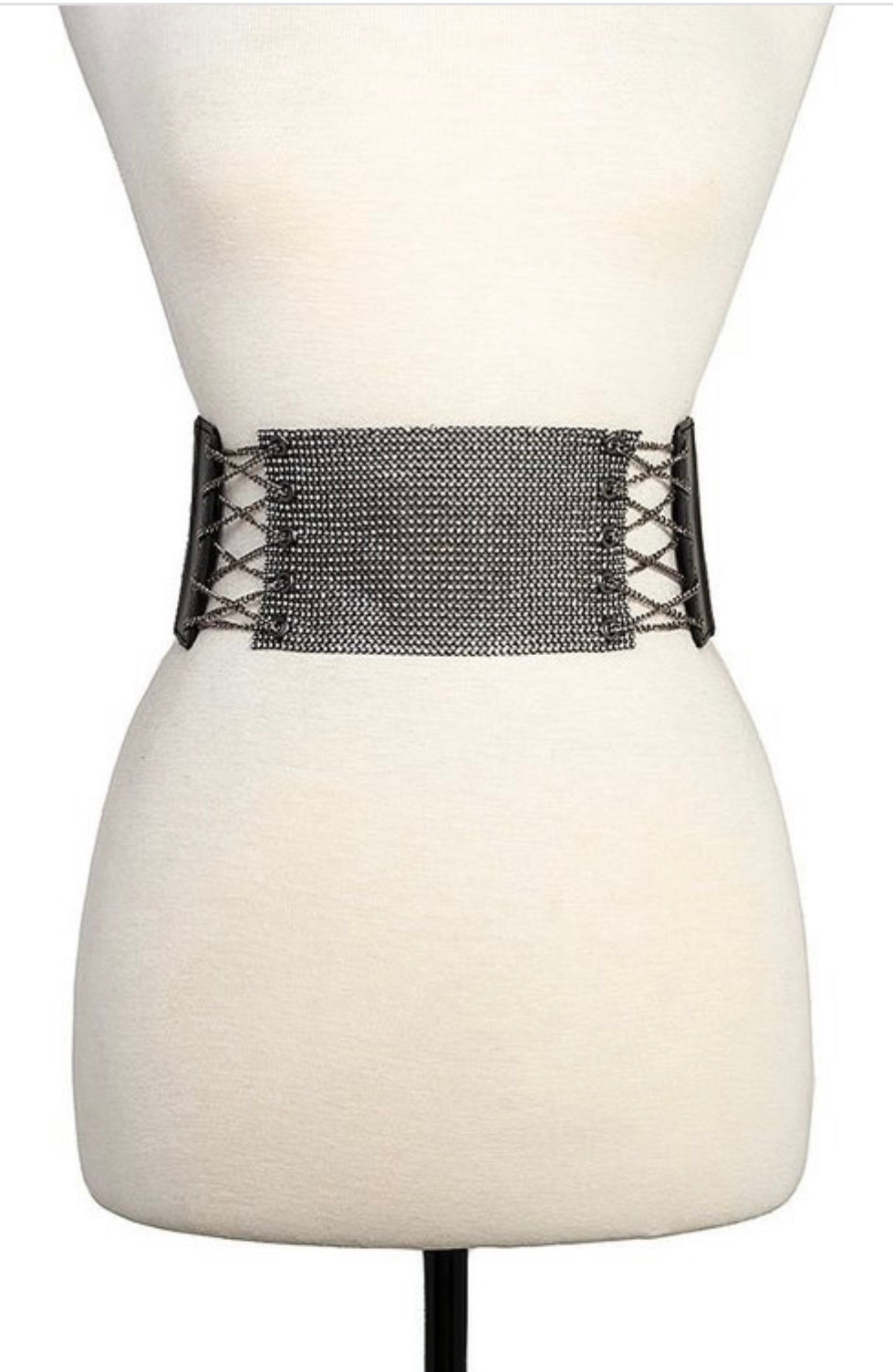 RHINESTONE PAVE CHAIN LINK FASHION BELT  STRETCH BELT