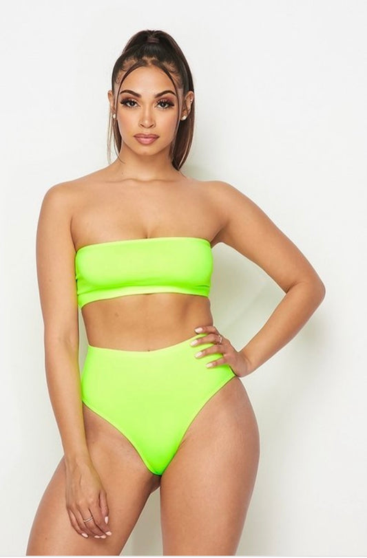 Lime Bandeau Swimsuit