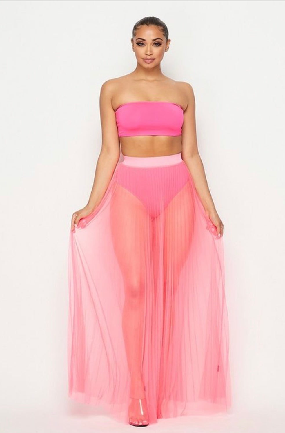 Pink Sheer Maxi Skirt