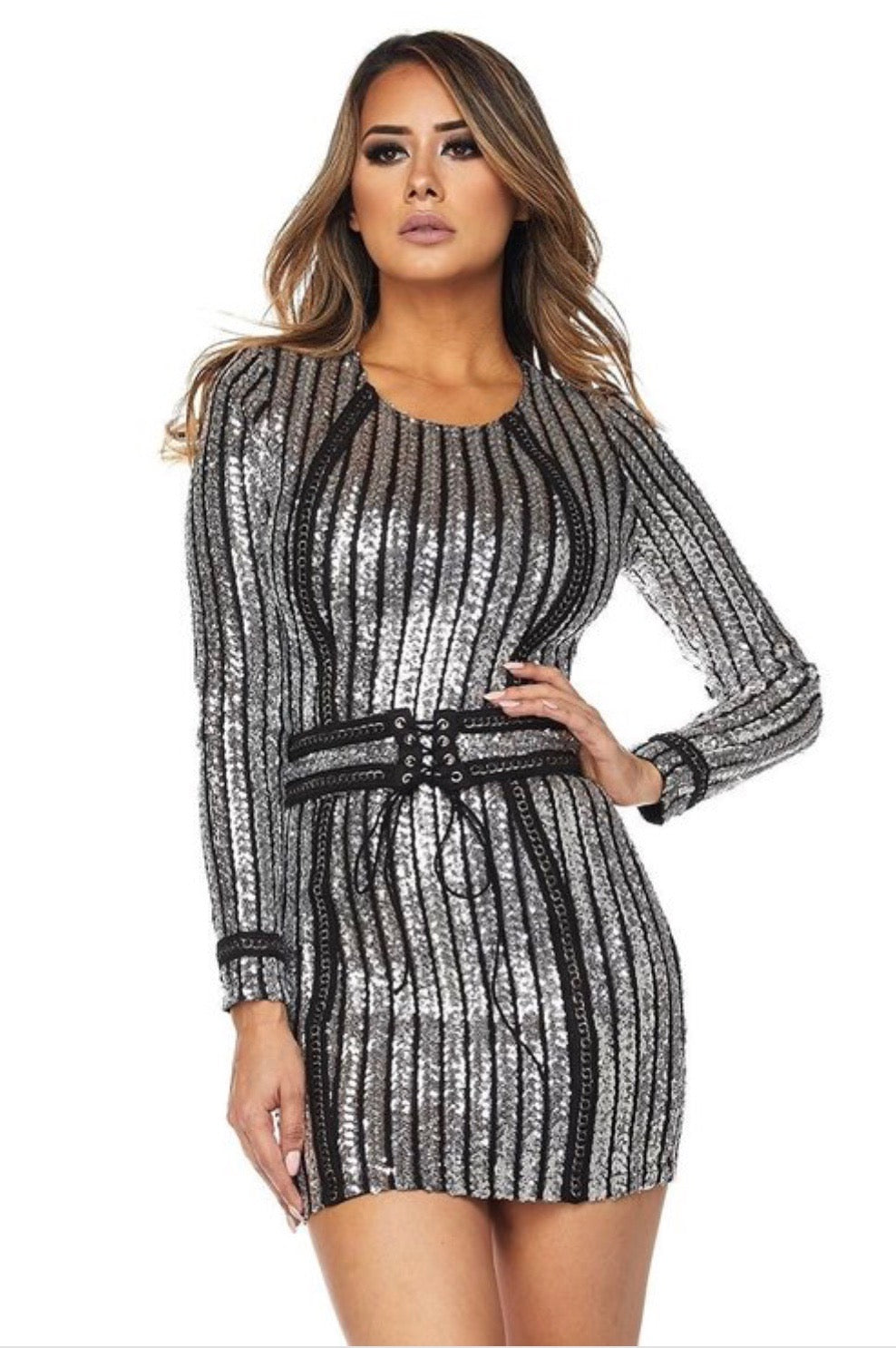 SILVER SEQUIN DRESS